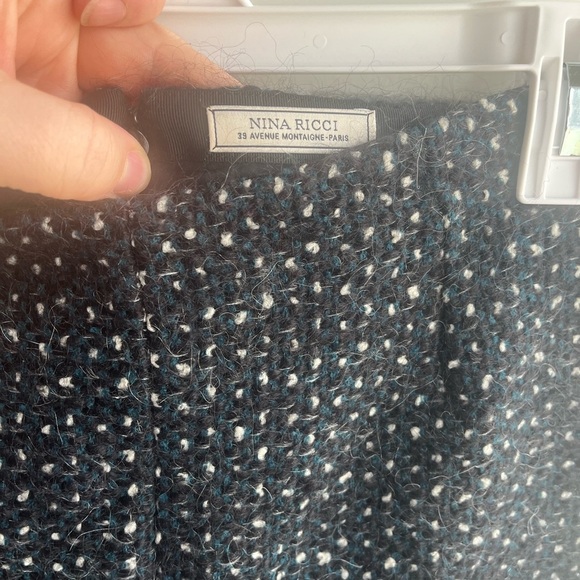 NEW Nina Ricci Black Flared Skirt Tweed Career Wear Party Cocktail Mini Skirt XS - Picture 5 of 10